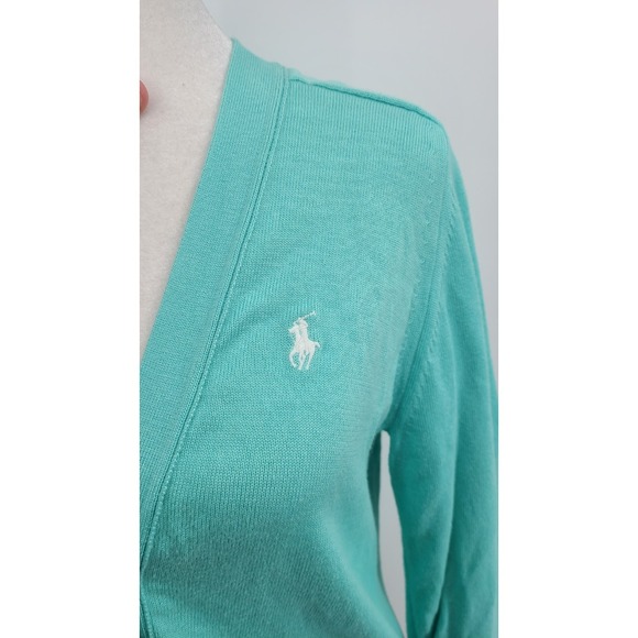 Ralph Lauren Sport Women Preppy Cardigan Large Old Money Tortoiseshell Button - Picture 2 of 13